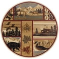 thumbnail image 3 of Novelty Area Rug (5'3'' Round) Lodge Multi-Color Indoor Round Easy to Clean, 3 of 6