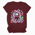 thumbnail image 5 of NOLDARES Halloween Shirt for Women Funny Ghost Costume Tshirts Halloween Short Sleeve Graphic Tee Tops(Wine,XXXL), 5 of 7