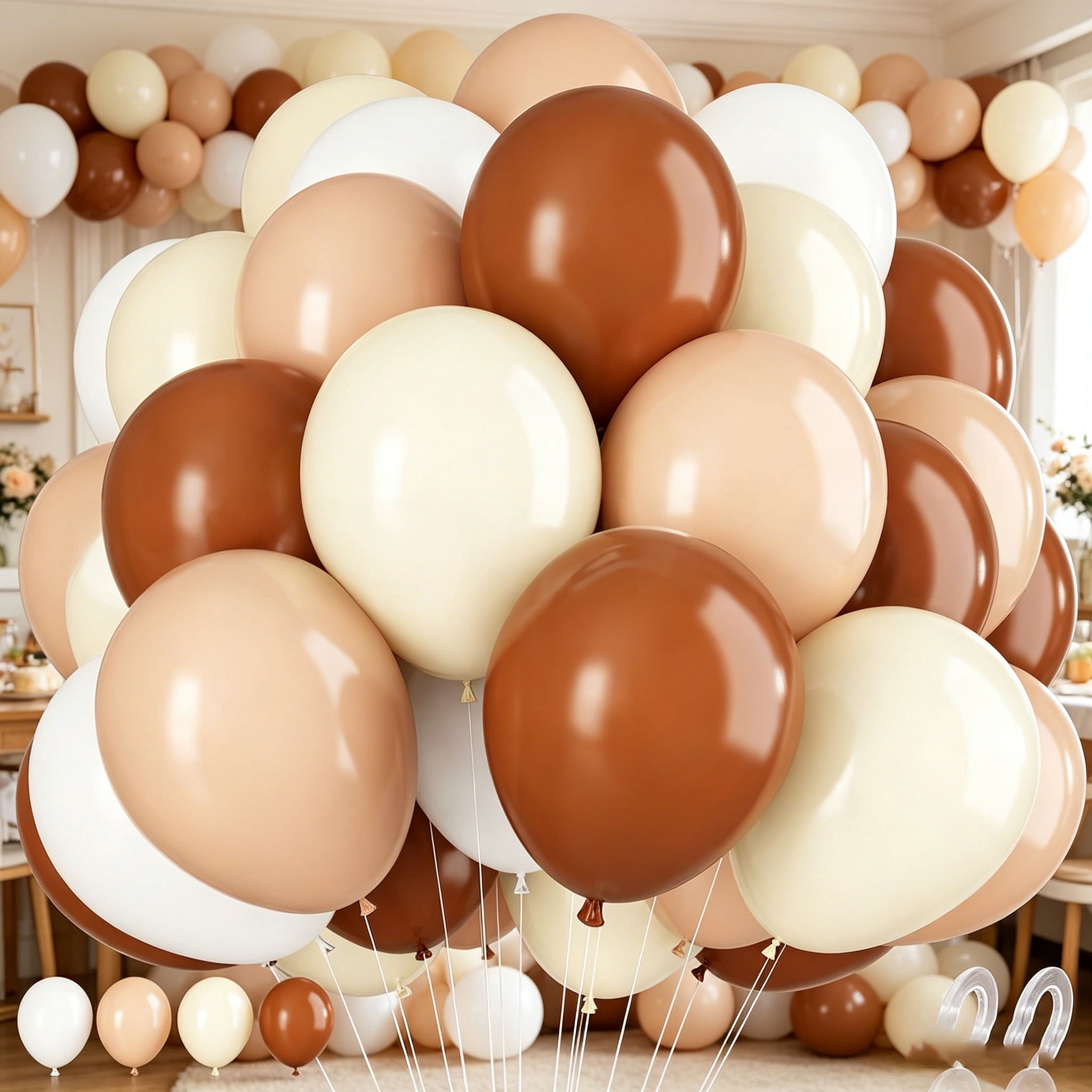140 Pack Brown Balloons – 10 Inch Latex Balloons for Balloon Arch Kit, Birthday Party Decorations, Helium or Air, Bulk Balloons for Boys, Girls, Weddings