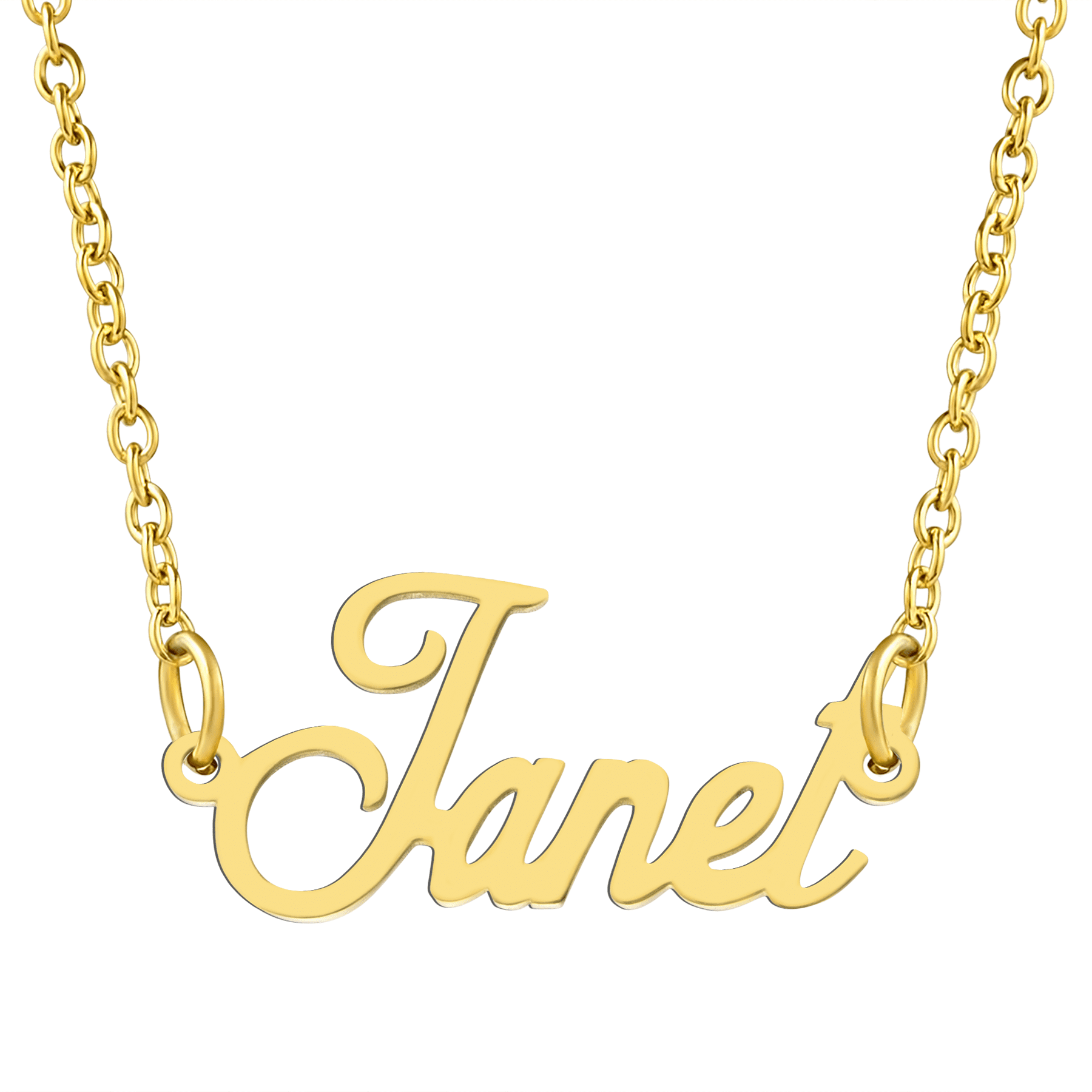KISPER 18K Gold Plated Stainless Steel Personalized Name Pendant Necklace,  Janet - Walmart.com