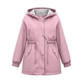 thumbnail image 4 of Girls Long Coat Fall Hooded Waterproo𝐟 Windproof Long Sleeve Kids Boys Zip up Rain Jacket Lightweight Outdoor Tactical Jacket, 4 of 5