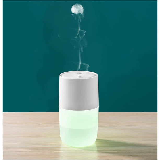Humidificador de niebla fría – Humidificador de escritorio personal USB, humidificador con spray en forma de medusa para aliviar el estrés, humidificador de dormitorio, apagado automático, función de luz nocturna JM