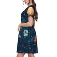 thumbnail image 2 of Daiia Solar System And Planets Print Women's Dresses 2025 Trendy Short sleeve Dresses Casual Baggy Flowy Maxi Sun Dresses, 2 of 6