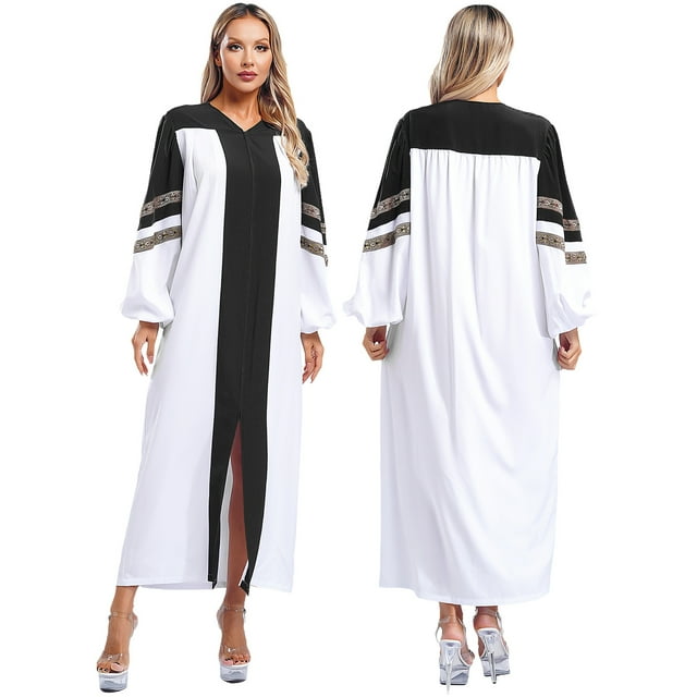 Aislor Robe d'Église pour Femmes Manches Longues Robe de Choeur Ample Robe Maxi de Ministre Prédicateur Robes Noires G