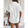 thumbnail image 6 of Zeagoo Short Sleeve Button Down Women Cotton Tops for Women V Neck Linen Blouse Tunics Plain Office Work Blouses, 6 of 6