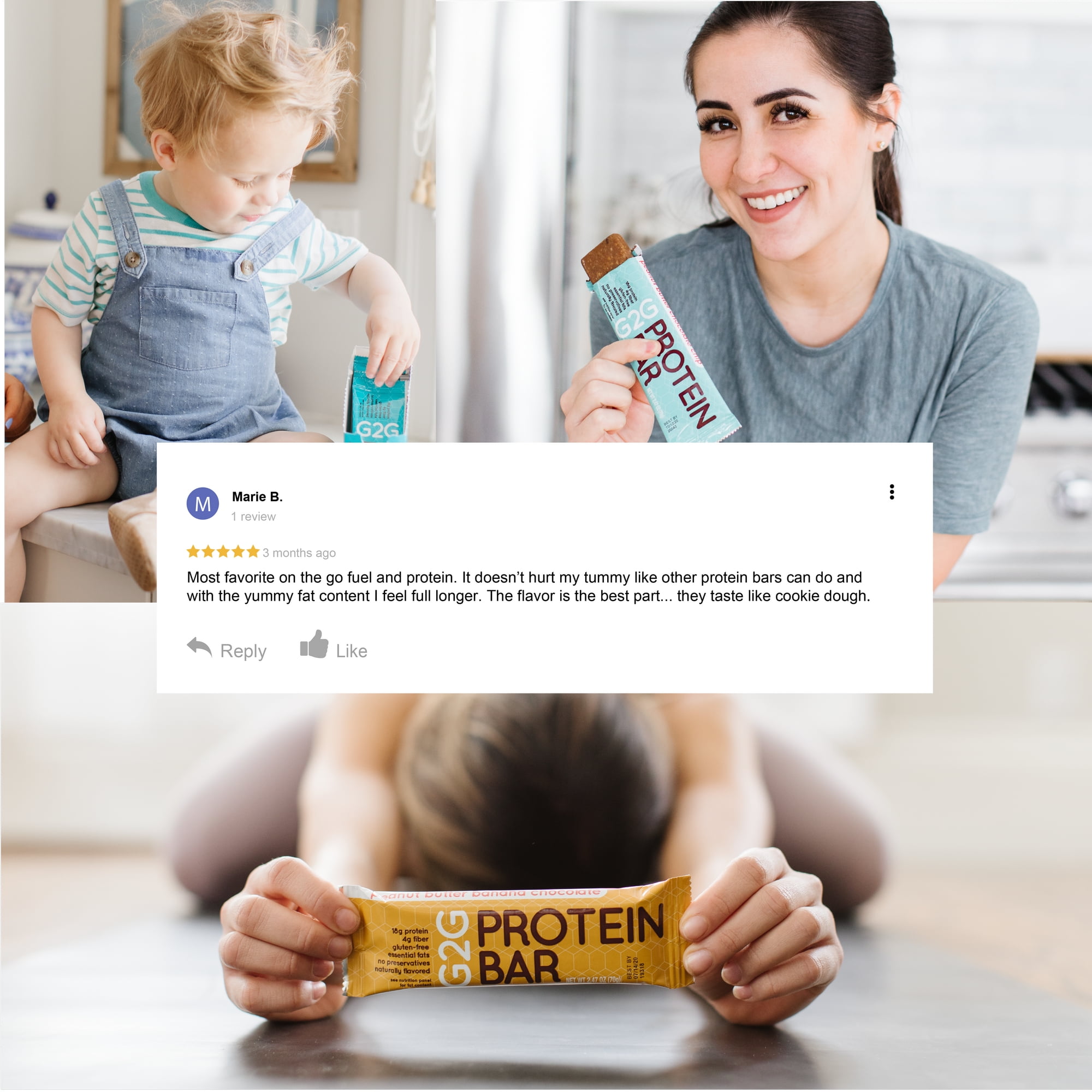 G2G Protein Bar, Almond Mocha, Gluten-Free, Clean Ingredients, Refrigerated for Freshness, 32 Bars (4 Pack of 8)
