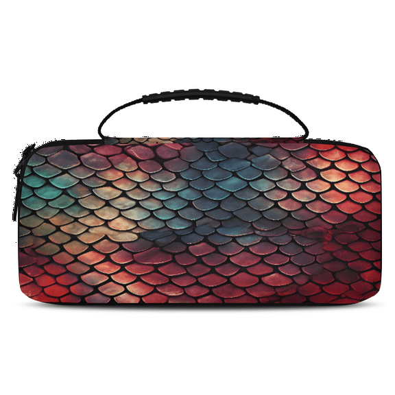 Herdesigns Snake Skin Print Carrying Case for Nintendo Switch OLED Model 2021 & Switch 2017 with 20 Game Card Slots, Portable Travel Carry Case for Accessories and Console