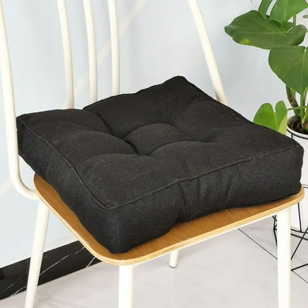 

RITIER Thick Chair Cushion Imitation Linen Square Padded Chair Seat Cushion Soft Solid Chair Pads Floor Seating Cushions for Office Meditation Cushion for Yoga Black