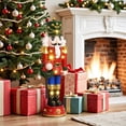 thumbnail image 2 of 3Ft Tall Nutcracker Red Soldier with Wreath Holiday Decoration with Lights, 2 of 12