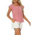 thumbnail image 4 of INSPIRE CHIC Women's Top Summer Square Neck Gingham Cap Sleeve Blouses XS Red, 4 of 6