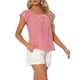 thumbnail image 4 of INSPIRAR CHIC Blusa de Mujer de Verano con Cuello Cuadrado y Mangas Cortas de Gingham M Rojo, 4 of 6