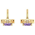 thumbnail image 4 of 5.8072 ct Lever-Back Drop Dangle Earrings for Women | 7.5X5.5mm Emerald Cut Simulated Alexandrite | 18K Yellow Gold, 4 of 5