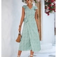thumbnail image 3 of Vestido cruzado para mujer, mangas casquillo, cuello en V, cintura con lazo, dobladillo dividido, estampado floral, vestido casual de verano suelto, 3 of 6
