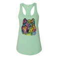 thumbnail image 3 of Colorful Majestic Neon Atric Wolf | Dean Russo Art Animal Lover Ladies Racerback Sleeveless Top, Mint, L, 3 of 5
