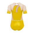 thumbnail image 4 of vastwit Combinaison de Danse Ballet à Manches Courtes avec Strass pour Filles, Jaune 14, 4 of 6