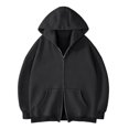 thumbnail image 5 of Quealent Girls Kids Zip Up Hoodies Double Zipper Hooded Sweatshirt with Pockets Zipper Hoodies Soft Oversized Long Sleeve Fall Winter Back to School Clothes (Black, 7-8 Years), 5 of 7