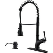 APPASO Commercial Spring Pull Down Kitchen Faucet with 3 Modes Sprayer Matte Black 138MB
