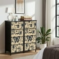 thumbnail image 6 of Boho Dresser for Bedroom with 4 Storage Drawers Boho Butterfly Moon Flower Botanical Plant Floral Vintage Aesthetic Dressers Chest of Drawers Steel Framed Fabric Closet Organizers for Entryway, 6 of 7