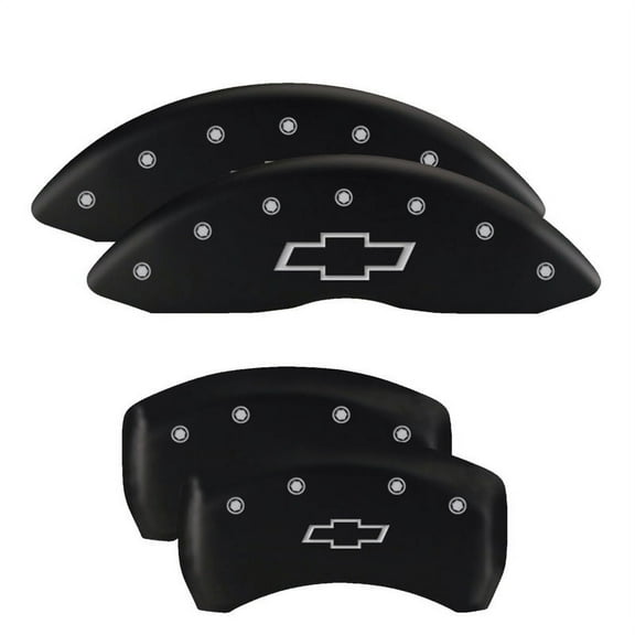 MGP 4 Caliper Covers Engraved Front & Rear Cursive/Challenger Black finish silver ch Fits select: 2016-2019 DODGE CHARGER SXT, 2012-2019 DODGE CHALLENGER SXT
