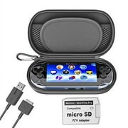 Kit For Ps Vita - Ps Vita Carry Case, Charging Cable, And Micro Sd Memory Card Adapter Compatible With Ps Vita 1000/2000 3.6 Or Henkaku System