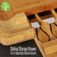 thumbnail image 4 of NutriChef PKCZBD10.5 - Bamboo Cheese Cutting Board Set - Flat Wood Serving Platter for Picnic Food or Wine - Rectangle Fruit and Meat Plate Kit w/ Bowl, Closing Drawer Tray, 4 Stainless Steel Knives, 4 of 9