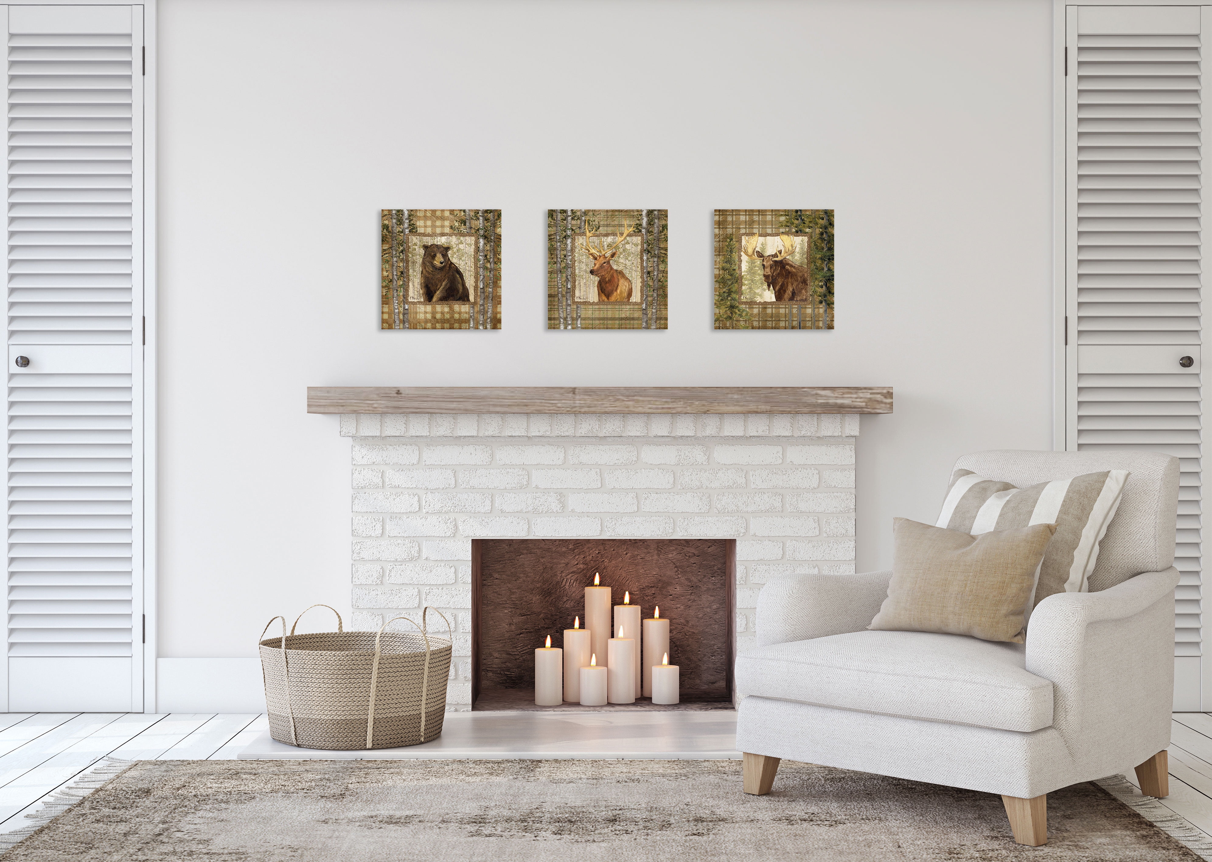 Gango Home Decor Rustic Lodge & Cabin Animal Wall Art; Three Brown