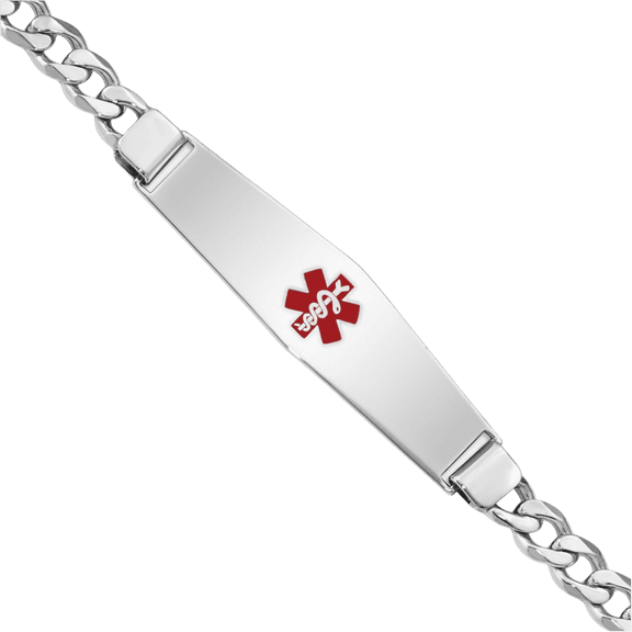 925 sterling silver medical alert id curb link chain bracelet