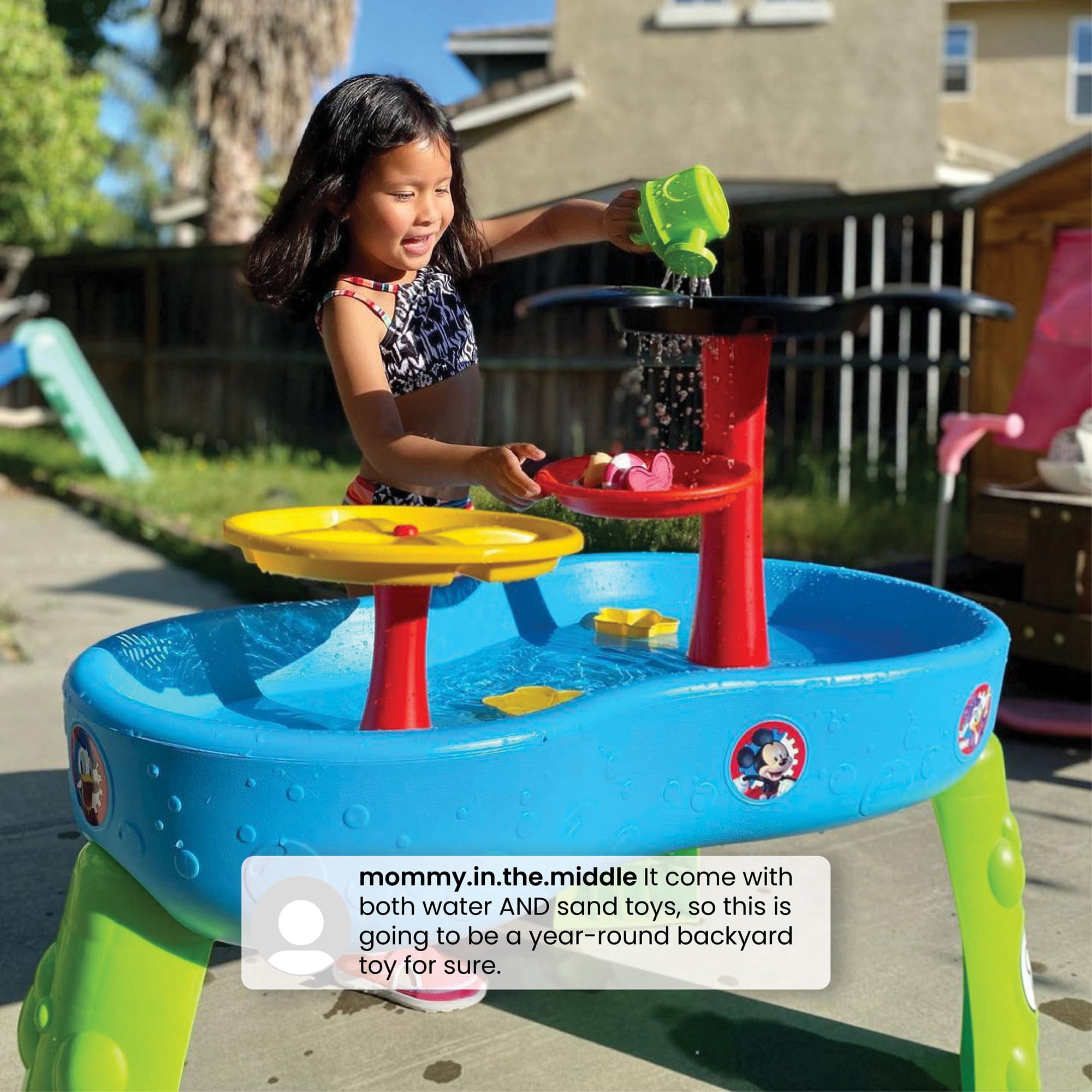 Disney Mickey Mouse Water Table by Delta Children - 3-Tier Water Table with 11-Piece Toy Set, Blue