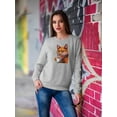 thumbnail image 2 of Fox Drinking Coffee Sweatshirt Women - Women Sweatshirt, Sport Grey, 5XL, 2 of 4