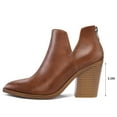 thumbnail image 4 of Pennysue Women's Middle Heel Ankle Booties Brown Thick Heeled Stacked Short Boots Size 6M, 4 of 8