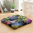 thumbnail image 4 of Hawaiian Print Seat Cushion&nbsp;– 22x22 Inch Floor Pillow, Soft Dutch Velvet, Colorful Hibiscus & Palm Leaf Pattern (Summer Beach Resort Style), 4 of 7