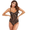 thumbnail image 2 of Women Floral Embroidery See Through Comfortable Bodysuit Plus Size, 2 of 5