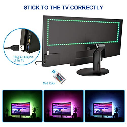 3M RGB LED Strip Lights, IP65 Waterproof Colored USB TV Backlight with Remote, 16 Color Changing 180 5050 LEDs Bias Lighting for HDTV, Multfor TV PC Background Lighting, No Adapter Included - Walmart.com