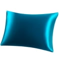 thumbnail image 1 of 19mm Peacock Blue Silk Pillowcase for Hair Skin Standard/20x26in with Zipper Unique Bargains Funda de Almohada, 1 of 6