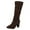 Coffee, variant on Womens Slouch Knee High Dress Boots 2025 Fall Winter Fashion Suede Pointed Toe High Heels Mid Calf Tall Boots Wine Size 8.5