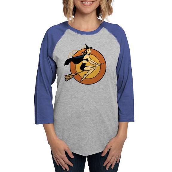 CafePress - Retro Witch - Womens Baseball Tee