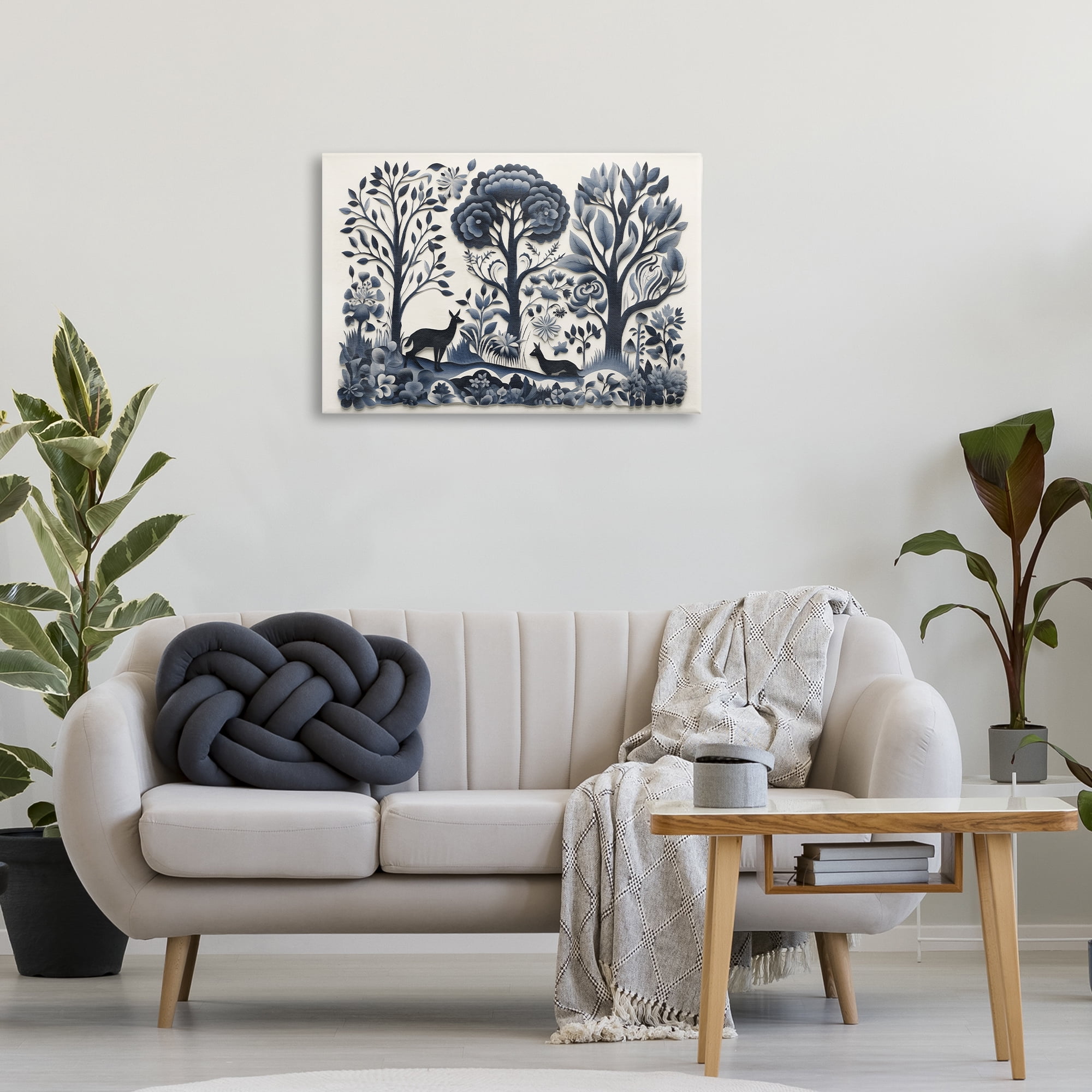 Stupell Industries Boho Forest Creatures Landscape Painting Gallery Wrapped Canvas Art Print Wall Art, 30 x 20