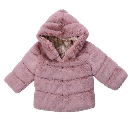 

ASFGIMUJ Toddler Fall Jacket Fall Winter Kids Collar Soild Jackets Warm Hooded Woolen Jacket Coats Toddler Girl Winter Coat Pink 2 Years-3 Years