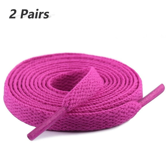 2 Pair Flat Shoe Laces for Sneakers, 29 Colors Shoelaces for Sneakers, Athletic Shoelaces in 6 Different Lengths, rose red, 63" / 160cm