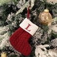 thumbnail image 1 of Xiao Hua media navideña con iniciales, 18 cm, letras pequeñas bordadas, de punto rojo y blanco, ideal para decorar chimeneas, fiestas y fiestas navideñas, L, 1 of 4