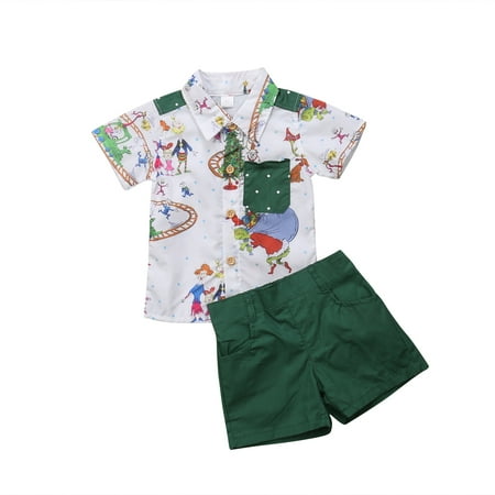 

Christmas Newborn Baby Girl Boy Casual Top T-shirt Short Pant Outfit Set Clothes