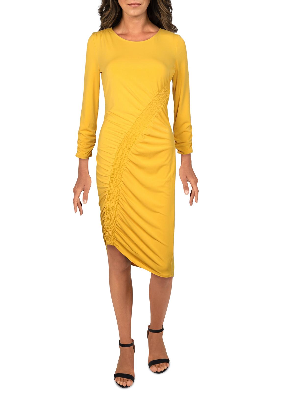 womens yellow midi dress