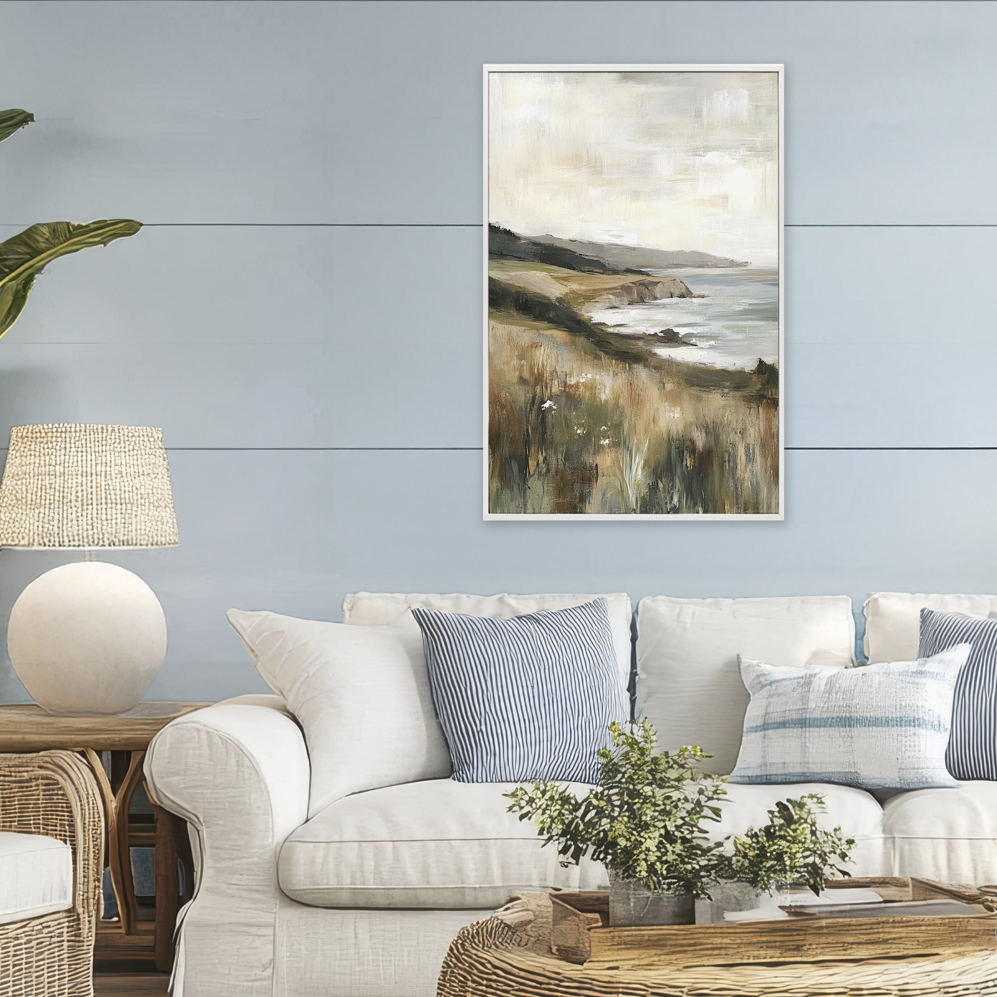 Stupell Industries Northern Coast Cliffside White Framed Giclee Art, design by Petal Prints Design