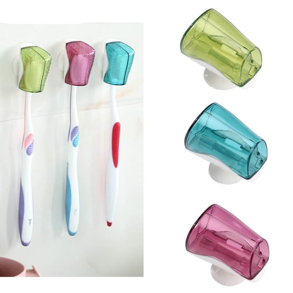 TEHAUX Kids Toothbrush Holder Small Plastic Assorted Colors 6 Pack Bathroom Organizer for Children