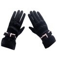 thumbnail image 2 of 1 Pair Full Finger Bow Decoration Coral Fleece Lining Elastic Thickened Fashion Gloves Autumn Winter Fluffy Cuffs Touch Screen Thermal Gloves Hand Protect Cover,Black, 2 of 8