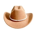 thumbnail image 4 of AJGRHE Big Wide Brim Fedora Hat for Women - Nashville Outfits Western Hats Women's Felt Panama Rancher Hat Khaki One Size, 4 of 4