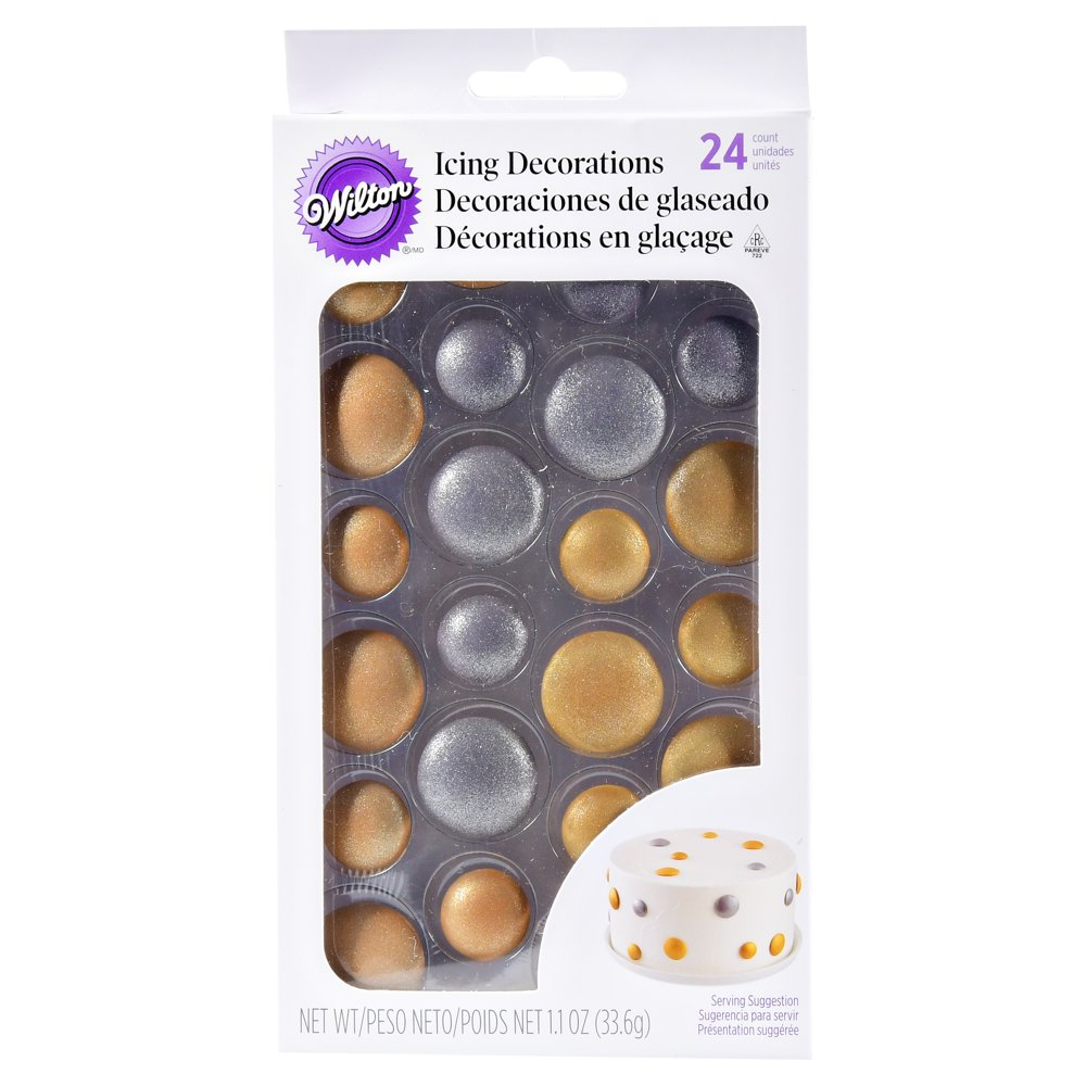 Wilton Shimmer Dot Icing Decoration 24ct