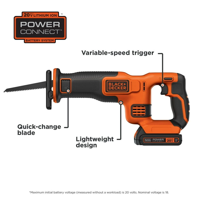 BLACK+DECKER 20V Max Cordless Reciprocating Saw, Battery Included, BDCR20C BLACK+DECKER 20V Max Cordless Reciprocating Saw, Battery Included, BDCR20C