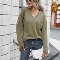 thumbnail image 4 of Blusa Manga Larga Cuello En V Color Puro Bolsillo Cómodo Top De Moda Para Mujer, 4 of 8