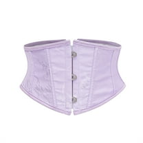 Lace Up Corset Belt for Womens Vintage Floral Waist Cincher Underbust Party Bones Bustier Corsets Purple, M
